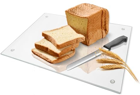 Kleines Glas-Schneidebrett, klares gehärtetes Glas für die Küche, 1 Stück (20,3 x 30,5 cm), mit Gummifüßen, rutschfest, langlebig, bruchfest, spülmaschinenfest, kratzfest, hitzebeständig