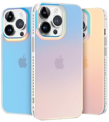 nicekool Funda para iPhone 13 Pro, Protección contra Caídas Antigolpes Anti-Arañazos Caso, Trasera Fina Antihuellas Trasera Translúcida Escarchado Case, Arcoíris Fluorescente