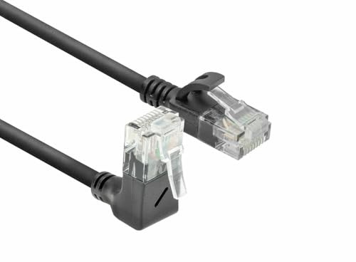 ACT CAT6A LAN Kabel Dünn U/UTP, 90° gewinkelt oben, 1,5M - DC4951 | Netzwerkkabel 3,6mm, LSZH, für Datenzentren