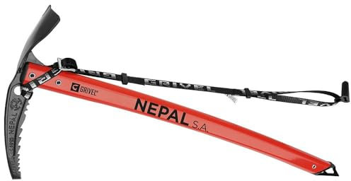 Grivel Nepal SA Red ice axe c/Long EVO 74 cm CE Mountaineering Pilots, Unisex Adults, 74