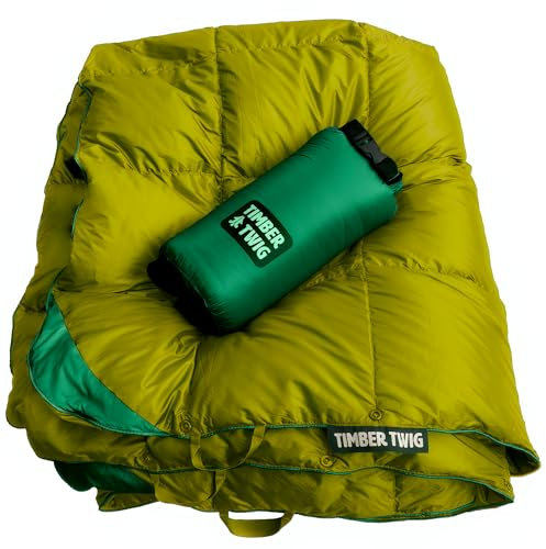 Timber Twig Daunendecke für Outdoor, Reisen und Camping, verstaubar, leicht und warm, Frühlingsgrün