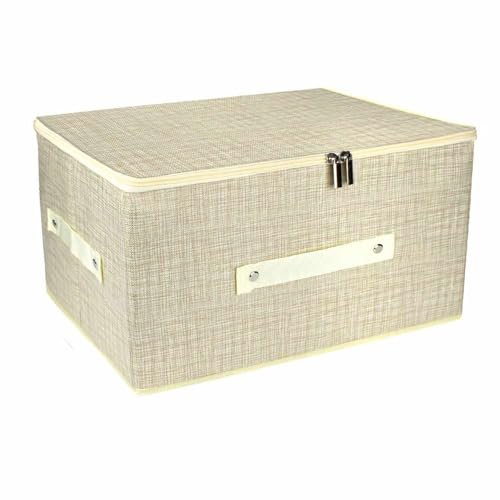 Vetrineinrete® Scatola box porta abiti contenitore organizer portaoggetti per armadi con chiusura zip cerniera 35x45x20 cm (Beige)