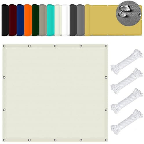 Tenda a Velo da Sole 7 x 9 m Impermeabile e Resistente Tenda da Sole Quadrata da Esterno Metri Protezione Raggi UV Adatto per giardini, piscine, spiagge, Avorio