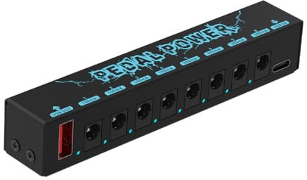 Sarini Fuente de Alimentación de 8 Canales para Pedal de Guitarra 9V 100mA/300mA Soporta Entrada USB