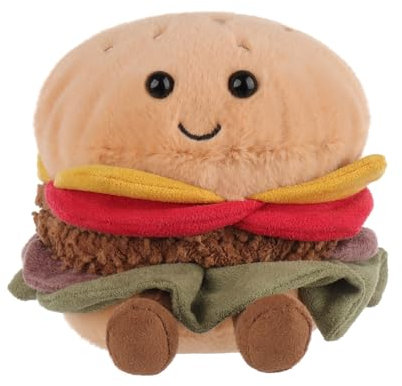 Apricot Lamb Essen Köstlicher Hamburger Plüschtiere für Kinder, weiche niedliche Kuscheltier für Baby Mädchen und Jungen, Flauschige Essen Köstlicher Hamburger Gelb 11 cm