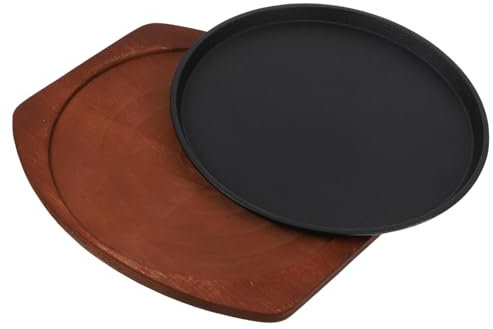 Mikinona Eisen Steakplatte Bratpfanne Grillplatte Mit Holzgriff Für Küche Haushaltsbedarf Praktisches Design Für Einfache Lagerung Und Gleichmäßige Erhitzung