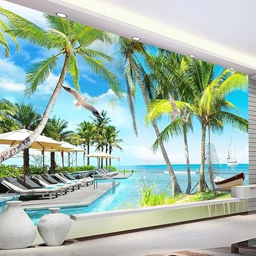 SABORR PVC selbstklebende Fototapete 3d wohnzimmer tapete urlaub meereslandschaft schlafzimmer hintergrund wand dekorative kunst sticker