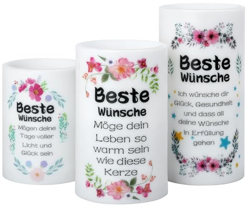 EXTSUD Bunte LED Kerze mit Timerfunktion,Art Kerzen Beste Wünsche Flammenlose Kerzen -Geeignet als Geschenk für Freunde und Eltern Atmosphärenanpassung