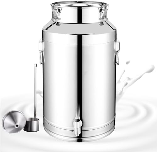 Yiustldd 304 Stainless Steel Milk Transport Cans - Milk Churn Pot Wine Pail Bucket Barrel Tea Canister Dairy Pot with Sealed Lid and Optional Spigot/with Tap,14L
