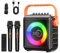 KASOHQEE Karaoke Machine for Adults with 2 Wireless Microphones, Portable Bass/Treble Bluetooth Speaker with PA System, Remote Control LED Lights, Support TF Card/USB, AUX in, FM, REC