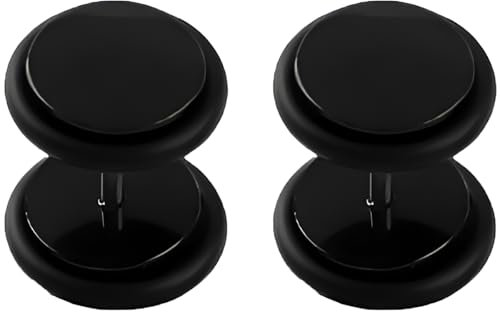 1 paire de faux écarteurs d'oreille noirs de 6 mm (2 G) en acrylique - Pour homme et femme, 8 mm(0 G), Acier inoxydable, Pas de gemme