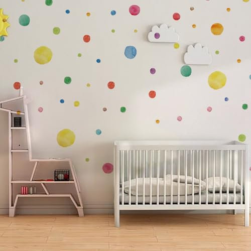 148 Punkte Wandtattoo für Kinderzimmer, Wandsticker Kreise Pastell Mint,Bunt Wandtattoo Kinderzimmer,Aufkleber Sticker Kreis Wandaufkleber,Aquarell Polka Dots Wandaufkleber,DIY Selbstklebend