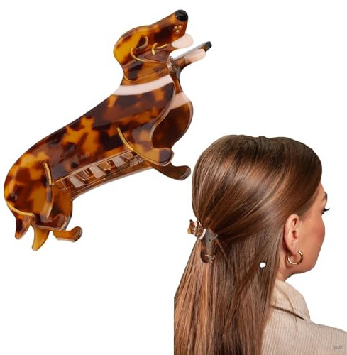 Fonyiunce Dackel Haarklammer, Haarklammer für Dackel, Große Haarspange für Hunde, 8,8 x 4,8 cm, Haarspangen Damen, Rutschfeste Haarklammern, Hundeliebhaber Geschenke, Lustige Acetat Tier Haarspangen