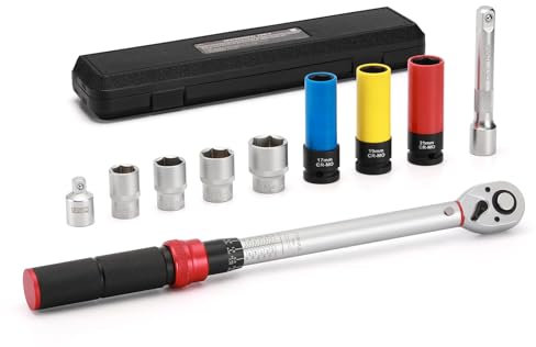 Mayouko 10PCS 1/2 Drive Torque Wrench Set, Car Wheel Torque Wrench 20-230Nm with Extensions, Sockets, Adapter, Dual-Direction Adjustable 72 Tooth, CR-V
