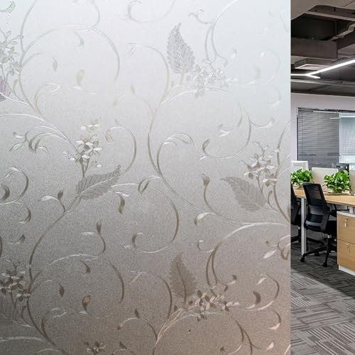 Vinilos para Cristales Opaco 65 x 300 cm Vinilo para Ventanas Película Opaca Esmerilada Esmerilado Estático Anti UV, Reutilizar, No Adhesiva, para Dormitorio Oficinas, Enredadera
