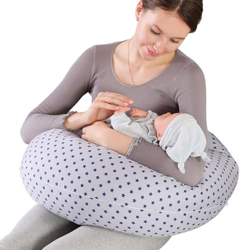 Labtec Nursing Pillow & Pregnancy Pillow, Side Sleep Pillow, Hips, Legs, Back Support Pillow, Multifunctional Breast Feeding Pillow for Baby, 100% Cotton Removable Cover