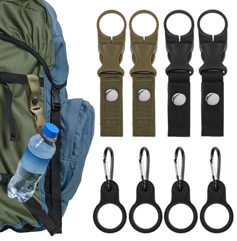 8 Pièces Porte Bouteille Ceinture, Porte-Bouteilles d'Eau à Clip avec Boucle de Ceinture, Boucle de Bouteille d'Eau Sangle Suspendue, Porte Gourde Sac à Dos, Porte Gourde pour Camping et Randonnée