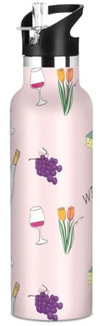 Bouteille d'eau étanche pour garçons et filles, 591 ml, sans BPA, bouteilles de vin rose