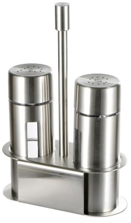 uikios Set di 2 shaker per condimenti in acciaio antiruggine con finestra trasparente per sale e pepe da cucina