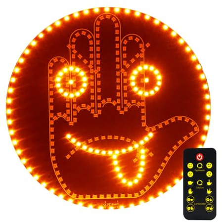 Afenau Led Hand Autoscheibe, Auto Finger Licht und Ausdruck Zeichen Licht mit Fernbedienung, 2 In 1 Auto Ausdruck Geste Lichter mit 14 Modi, 2 in 1 Ausdruck Finger Lechten Led Schild