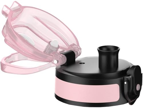 GOPPUS Spout Lid with Handle (No Straw), Olny Suit for 350ml/12oz, 500ml/17oz, 600ml/20oz, 750ml/26oz GOPPUS Water Bottle, One Hand Open Lid with Dust Cover (Pink)