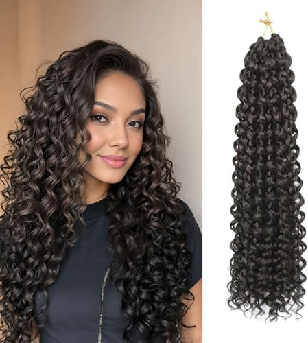 Gogo Curl Crochet Hair 18 Inch 8 Packs Pre Looped Water Wave Beach Curl Ocean Wave Crochet Braiding Hair, Bohemian Crochet Braid Synthetic Curly Braiding Braids for Women (4#, 18 Inch 8 packs)