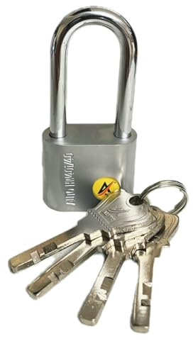 50mm Long Shackle Padlock with 4 Keys, Hardened Steel Heavy Duty Security Lock, Outdoor Gate, Garage, Shed Lock