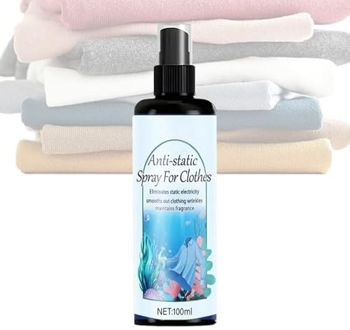 Anti Statik Spray 100ml Anhaltend Sofort Winter | Kleidungsschutz Gegen Statisches Haften Spray für Zuhause Büro Stoff Kleidung Möbel Haare Rock Pullover Schal Mantel