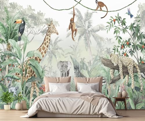 MIWEI Wallpaper Papier Peint Panoramique Animal De La Jungle | Papier Peint Intissé 3D Tapisserie Murales Chambre Salon -ADD03-430cmX300cm