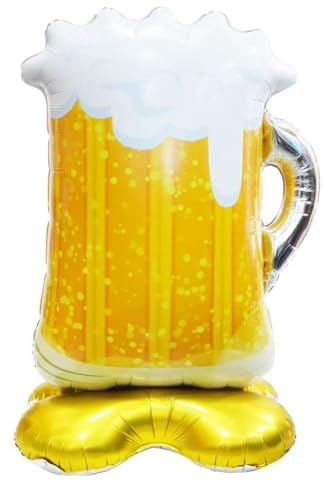 Gleemix XXL Biergläser Folienballon Stehend, 148x96 cm Bier Luftballon | Bayerische Deko Ballon, Oktoberfest Luftballon, Bierkglas Folienballon für Geburtstag, Bierthema Party, Festival Deko