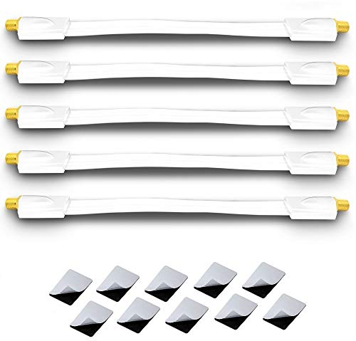 ARLI 5x Fensterdurchführung UltraSlim weiß – Vergoldet | TV SAT Flachkabel Ultraflach DVB-S2 DVB-T2 für Camping Wohnwagen Fenster Türen