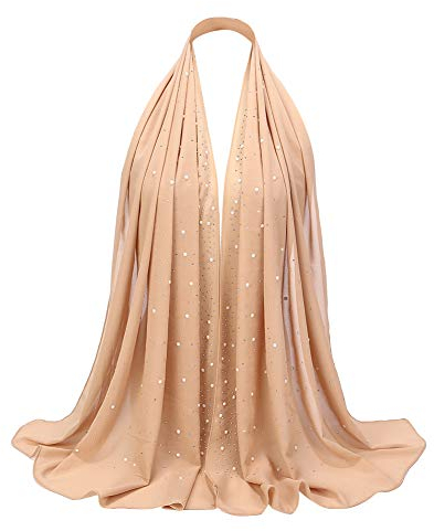 Amorar Muslimische Frauen Hijab Schals Kopftuch Islamische Kopfbedeckung Weiche Maxi Schal Turban Bandana Pashminas Hut Islam Gesichtsschleier Halstuch Chemo Kappe Hidschab Schal Chiffon 75 * 180cm