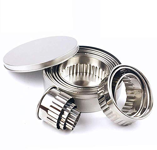 Fransande Lot de 12 emporte-pièces ronds cannelés en acier - Tailles graduées