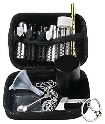 Four Colour Portable Snuff Snorter Kit with Bag (Black)