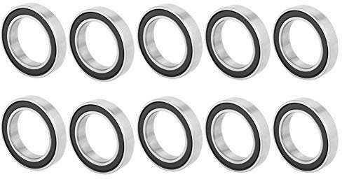 10pcs 6803-2RS Deep Groove Bearing, Metal Rubber Sealed Ball Bearing for Wheelbarrows Carts Hand Trucks Wheel Hub 17x26x5mm