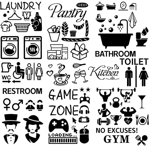 craspire Schild-Aufkleber Für Zuhause, Zimmer, Schild, Schwarz, Spielzone, Wasserdicht, Abnehmbar, Vinyl, Wandkunst, Toilette, Schlafzimmer, Küche, Spielzimmer, Fitnessstudio, Dekoration
