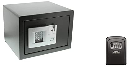 BURG-WÄCHTER Möbeltresor mit elektronischem Zahlenschloss und Fingerabdruck & Burg-Wächter 39650 Schlüsseltresor mit 4-stelligem Zahelncode für außen und innen, Schwarz