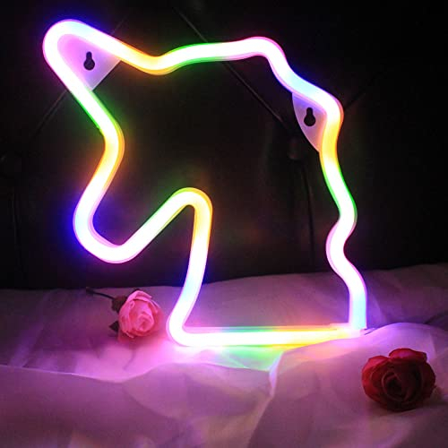 Einhorn-LED-Neonschilder, USB- oder batteriebetriebenes Nachtlicht für Valentinstag-Dekoration, Weihnachten, Geburtstagsgeschenke, Mädchenzimmer, Wohnzimmer (bunt)