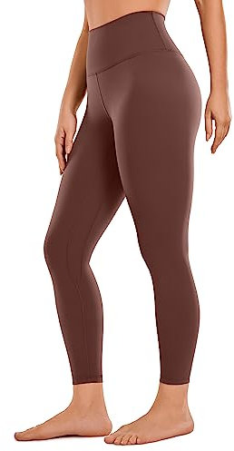 CRZ YOGA Gebürstetes Gefühl Damen Sport Leggings Yogahose High Waist Blickdicht Fitness Leggins Sporthose - 64cm Taupe 40
