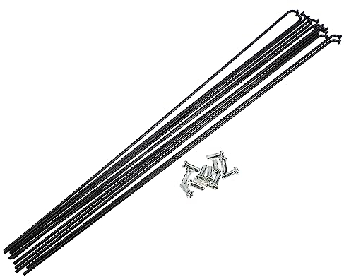 QUARKZMAN 12 Stück 14G J Kurve 286 mm Speichen mit Nippeln für Fahrrad, Schwarz