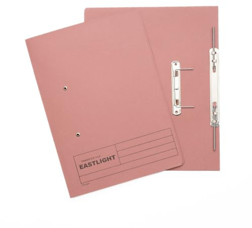 Eastlight Foolscap 38mm Transfer Spring Files, Pink, Pack of 25 | Colour may vary