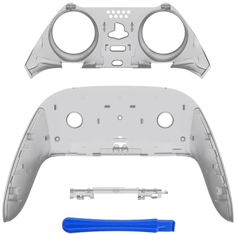 eXtremeRate Top Bottom Decorative Trim Shell Compatible with ps5 Edge Controller DIY Replacement Front Back Clip Shell, Custom Clear Black Plates Cover Compatible with ps5 Edge Controller