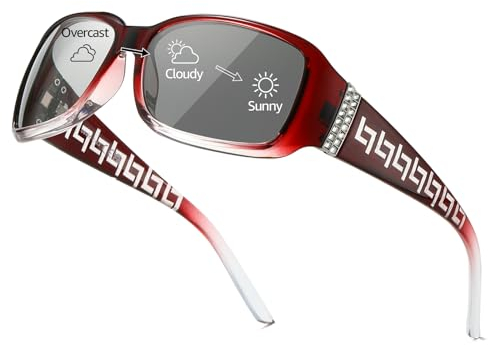 FIMILU Selbsttönende Sonnenbrille Damen Polarisiert mit Schickem Strass-Rahmen, perfekt für Autofahren und Outdoor-Aktivitäten