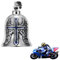 Biker Guardian Bell Motorrad Glöckchen Fahrradglocke, Schutzglocke Engel Reitglocke, mit Ring Zum Aufhängen, Motorradglocke Schlüsselanhänger, für Glücksbringer, Segne Den Frieden (Blue)