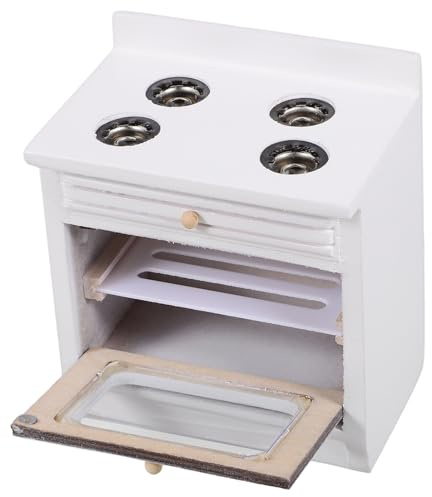 VICASKY Dollhouse Miniature Stove - 1:12 Scale Furniture Model Oven - Kitchen Accessory Cooking Cabinet - Scenery Cooker for Scenery Cooker Home Appliance DIY Supplies White