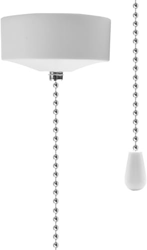 BrightArk Bathroom Light Pull Cord Switch, White Plastic Top Mount, Bathroom Accessory, Pendant Light, Cord Pull String