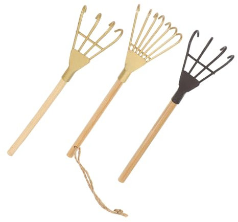 VICASKY 3st Mini-Grill Mehrzweck-kleinrechen Mini-Zen-Garten Multi-kleine Rechen Kinderrechen Haushaltsreinigungsgeräte Feengarten Handwerkzeug Werkzeuge Zur Blattreinigung Dekor Eisen