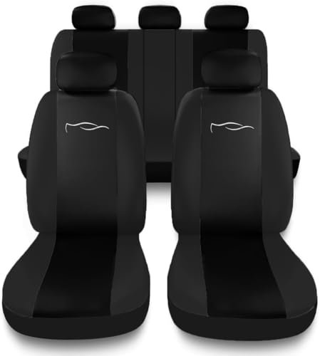 Susy Shop Universal-Sitzbezüge-Set für Auto mit Rücksitzlehne mit 2 Reißverschluss, kompatible Auto-Sitzbezüge Airbag (Schwarz/Schwarz)