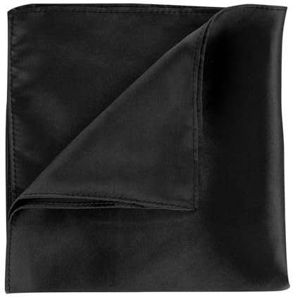 WLLHYF Einstecktücher aus Seide für Herren Einfarbig 34,9 x 34,9 cm Weiches Vorgefaltetes Einstecktuch Weiße Taschentücher Herrenanzug-Zubehör für Hochzeitsfeier (Schwarz)