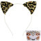 SALGIA 2PCS Leoparden Kostüm Set, Leoparden Ohren Haarreif + Leopard Gesicht Kunst Aufkleber, Damen Kinder Leoparden Kostüm Zubehör für Halloween Karneval Cosplay Mottoparty, Gold